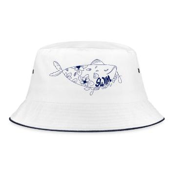 Schwimm deinen eigenen Weg - Bucket Hat - Weiß/Navy - Vorne
