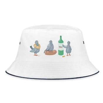 Rheinhessen Weck, Worscht un Woi Tauben - Bucket Hat - Weiß/Navy - Vorne