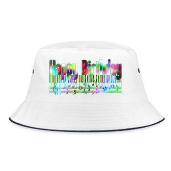 Neon Birthday Music Kaleidoscope Happy - Bucket Hat - white/navy - Front