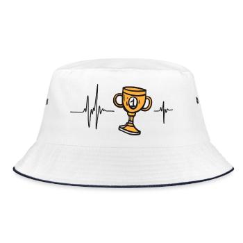 Trophy Winner Champion Sport Competition Heart - Bucket Hat - white/navy - Front