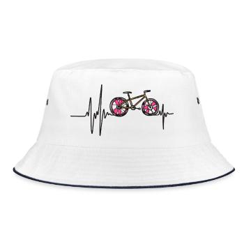 Radrad, Radsport Straßenherzrhythmus - Bucket Hat - Weiß/Navy - Vorne