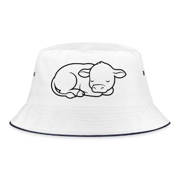 Sleeping Calf Cow Baby Cute - Bucket Hat - white/navy - Front