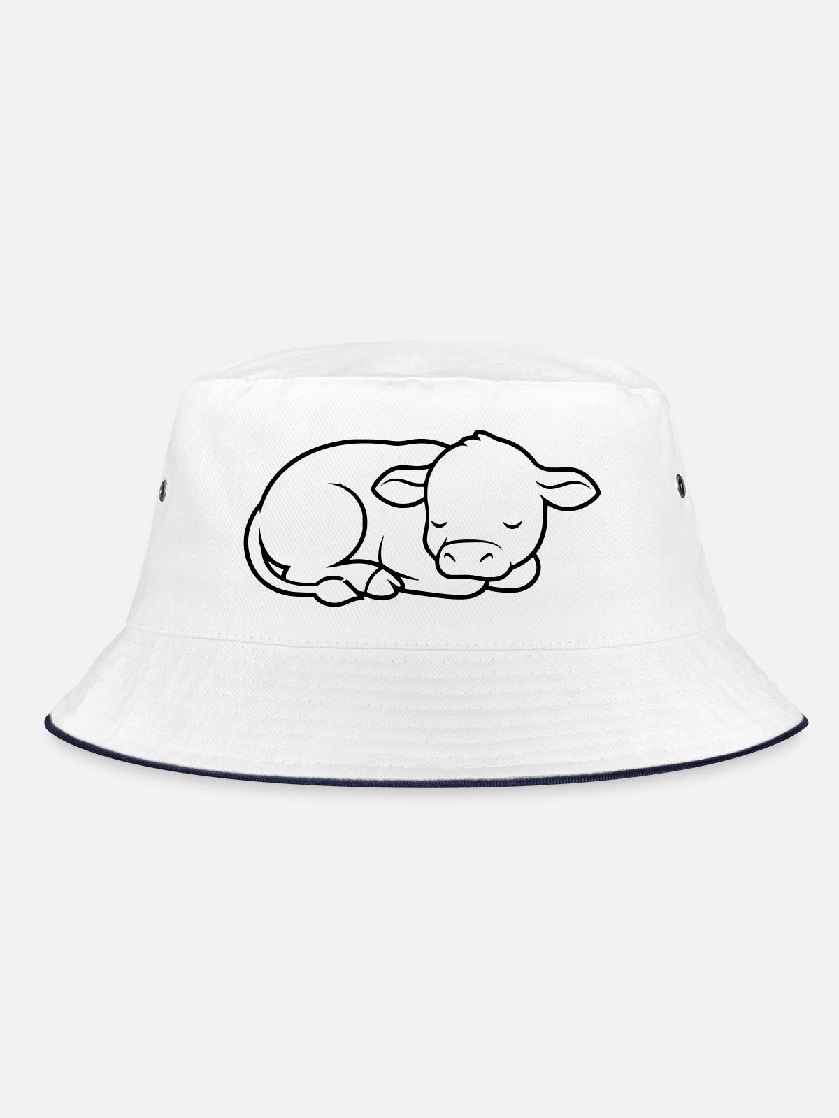 Veau endormi Vache bébé mignon - Bob - blanc/marine - Devant
