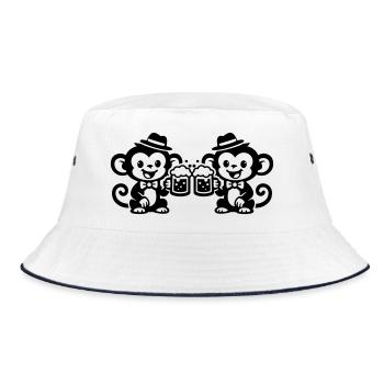 Affe Bier Team - Bucket Hat - Weiß/Navy - Vorne