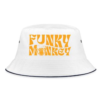 Funky Monkey Retro-Typografie - Bucket Hat - Weiß/Navy - Vorne