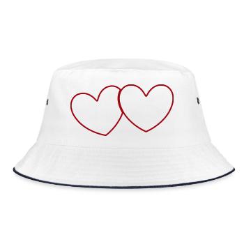 2 Red Hearts Heart Gift Valentine's Day - Bucket Hat - white/navy - Front