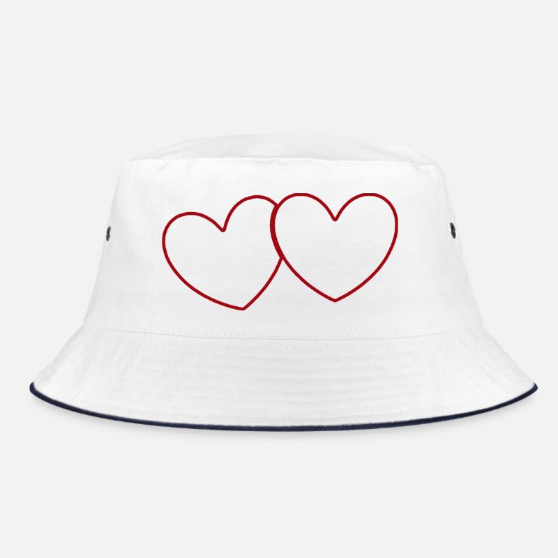 2 rote Herzen Herz Geschenk Valentinstag Bucket Hat