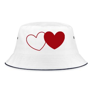 2 rote Herzen Herz rot Geschenk Valentinstag - Bucket Hat - Weiß/Navy - Vorne