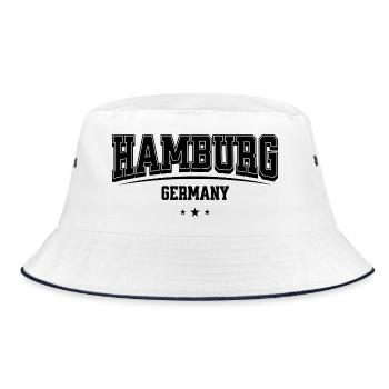 Hamburg Schriftzug Varsity - Bucket Hat - Weiß/Navy - Vorne