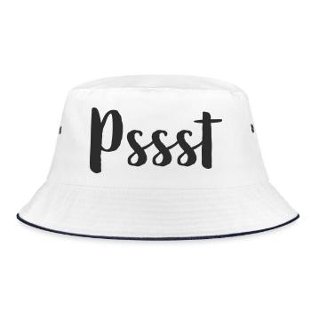 Pssst - Ruhe bitte - Bucket Hat - Weiß/Navy - Vorne