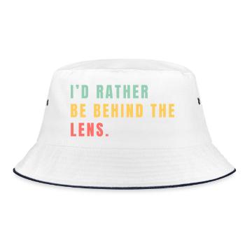 Ich wäre lieber hinter dem Objektiv - Bucket Hat - Weiß/Navy - Vorne