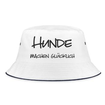 Dogs make you happy – lettering for dog fans - Bucket Hat - white/navy - Front