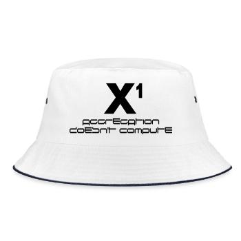 X hoch eins – aggregation doesn't compute - Bucket Hat - Weiß/Navy - Vorne