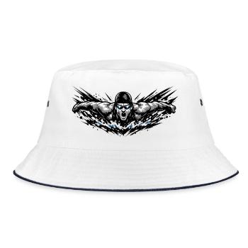 Swimmers in Water Power Sport Motif - Bucket Hat - white/navy - Front