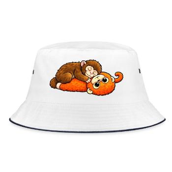 Monkey Punch Baby  - Bucket Hat - Weiß/Navy - Vorne