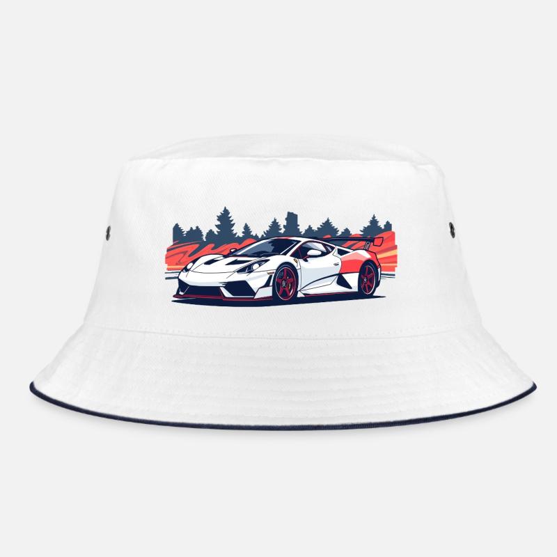 Supercar de course avec un accent rouge - Bob - blanc/marine
