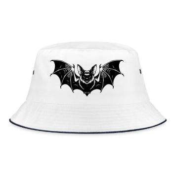 Fledermaus Gothic Illustration - Bucket Hat - Weiß/Navy - Vorne