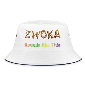 ZWOKA Goldtextur Glyphs - Bucket Hat - Weiß/Navy - Vorne