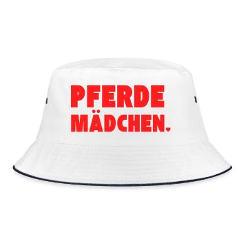 Pferdemädchen – Perfektes Geschenk für Pferdefans - Bucket Hat - Weiß/Navy - Vorne