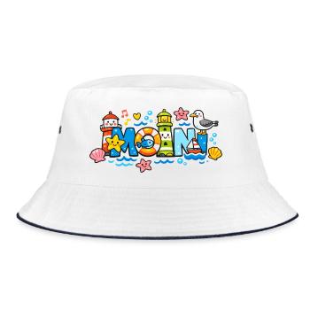 MOIN Möwe Leuchtturm Maritim Bunt - Bucket Hat - Weiß/Navy - Vorne
