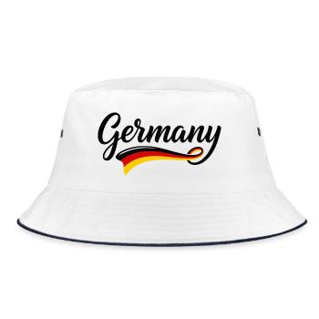 Elegant Germany Lettering Black Red Gold - Bucket Hat - white/navy - Front