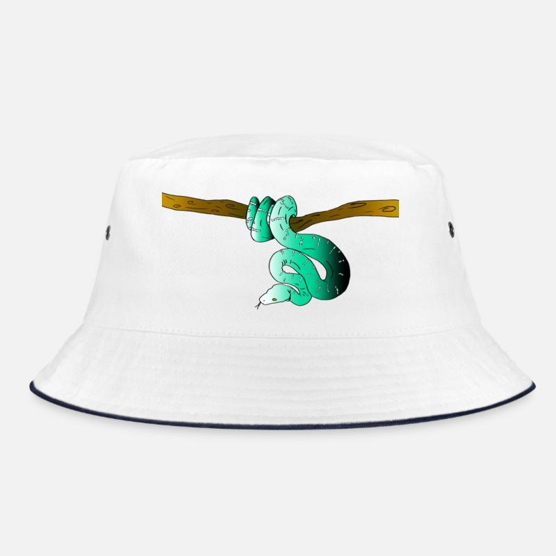 Schlange (Farbe) - Bucket Hat - Weiß/Navy