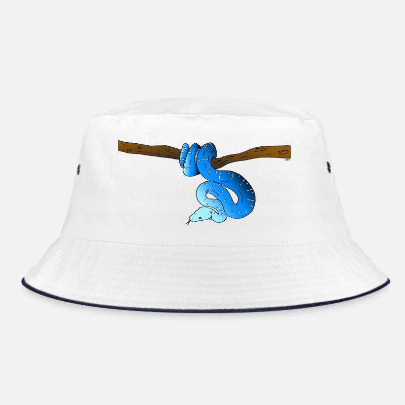 Blue Snake - Bucket Hat - white/navy