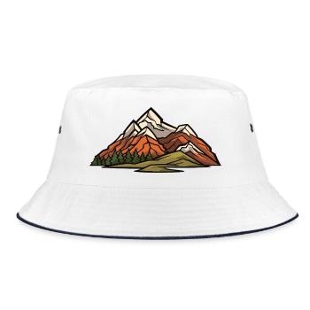 Berge Landschaft - Bucket Hat - Weiß/Navy - Vorne