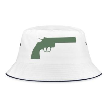 Grüne Revolver-Silhouette - Bucket Hat - Weiß/Navy - Vorne