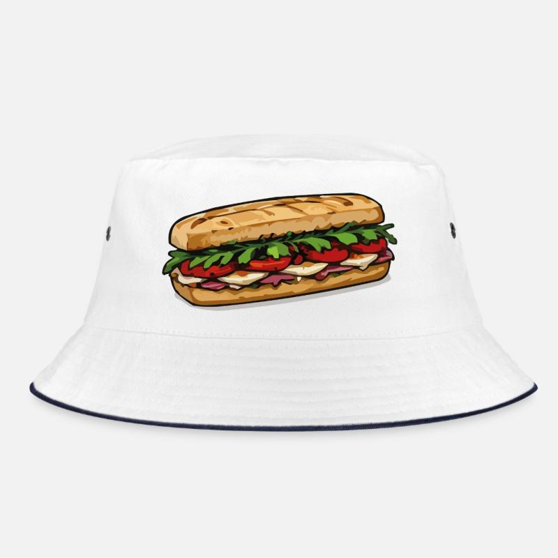 Fresh sandwich illustration design Bucket Hat