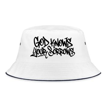 God Knows Your Sorrows Graffiti Design - Bucket Hat - white/navy - Front