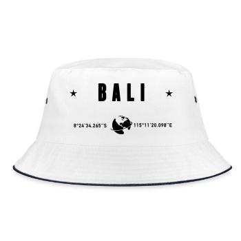 Bali Indonesia Coordinates Gps Globe - Bucket Hat - white/navy - Front