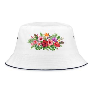 Motif des fleurs tropicales - Bob - blanc/marine - Devant
