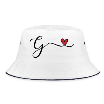 Lettre G avec initiales monogrammes en forme de cœur - Bob - blanc/marine - Devant