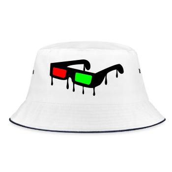 3d_brille2 - Bucket Hat - white/navy - Front