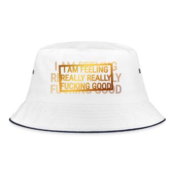 Gold Confident Mood Typography - Bucket Hat - white/navy - Front