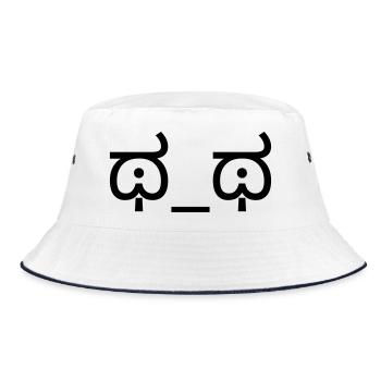 Weinendes Emoticon ಥ_ಥ Tränen Kaomoji - Bucket Hat - Weiß/Navy - Vorne