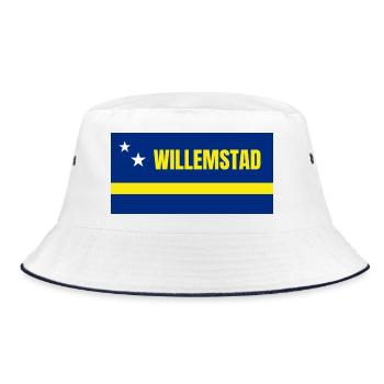 Willemstad in Curaçao Flag - Bucket Hat - white/navy - Front