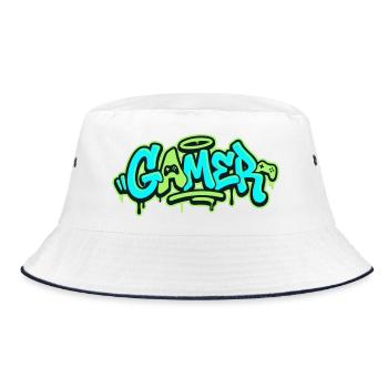 Gamer Graffiti Logo - Bucket Hat - white/navy - Front