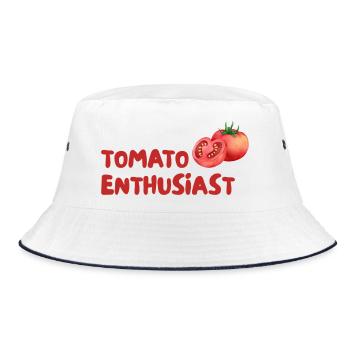 Tomato Enthusiast Graphic Tee - Bucket Hat - white/navy - Front