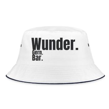 Wunder. Gern. Bar. – Humorvolles Typografie Design - Bucket Hat - Weiß/Navy - Vorne