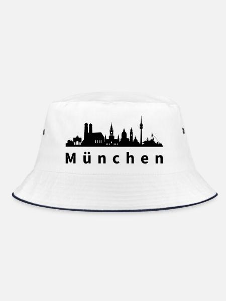 Skyline München - Bucket Hat - Weiß/Navy