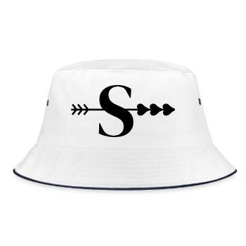 Buchstabe S Pfeilherz - Bucket Hat - Weiß/Navy - Vorne