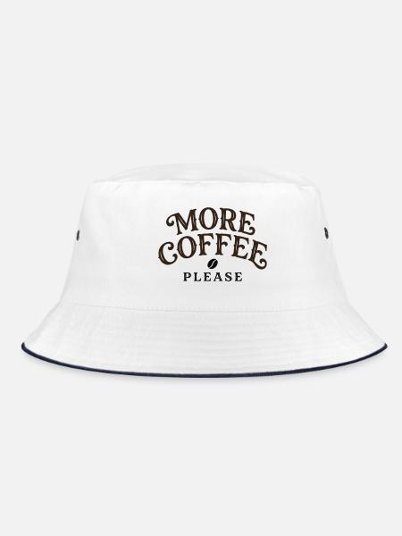 More Coffee Please – Kaffee Design Geschenk - Bucket Hat - Weiß/Navy