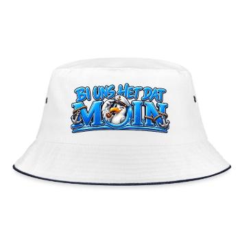 Bi uns het dat Moin - Möwe sagt Moin - Bucket Hat - Weiß/Navy - Vorne