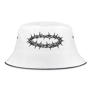 Dornenkrone – Jesus Christus - Bucket Hat - Weiß/Navy - Vorne