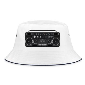 80s Boombox - Bucket Hat - Weiß/Navy - Vorne
