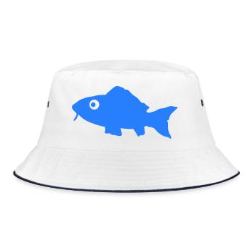 Blauer Fisch Silhouette - Bucket Hat - Weiß/Navy - Vorne