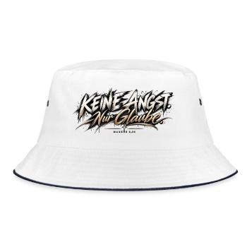Keine Angst Nur Glaube – Christliches Design - Bucket Hat - Weiß/Navy - Vorne