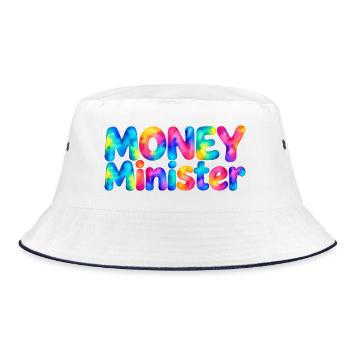 Money Minister – Große Pläne, kleines Budget - Bucket Hat - Weiß/Navy - Vorne